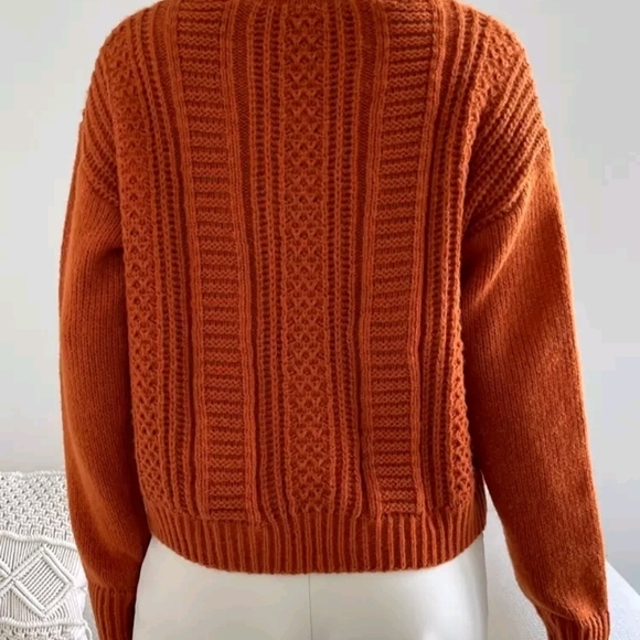 Vibrant Cable Knit Sweater in Orange - Picture 3 of 3